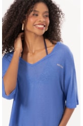Blusa Viscolinho Azul Bic
