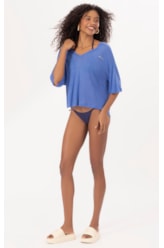 Blusa Viscolinho Azul Bic