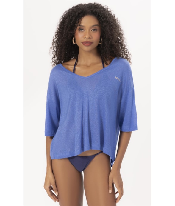 Blusa Viscolinho Azul Bic
