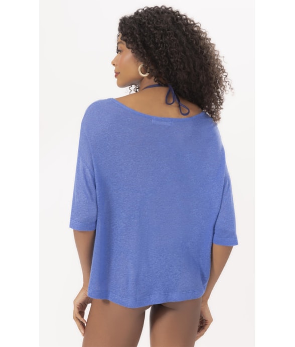 Blusa Viscolinho Azul Bic