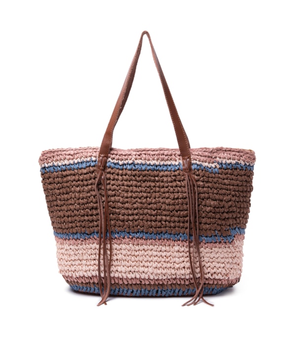 Bolsa Tote Fringes Salinas Rosa Velho