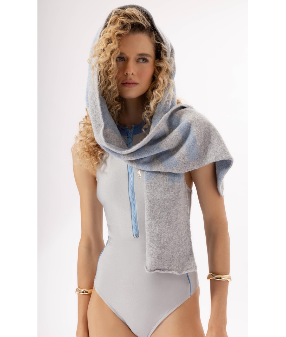 Cachecol Jacquard Aspen Cinza Claro