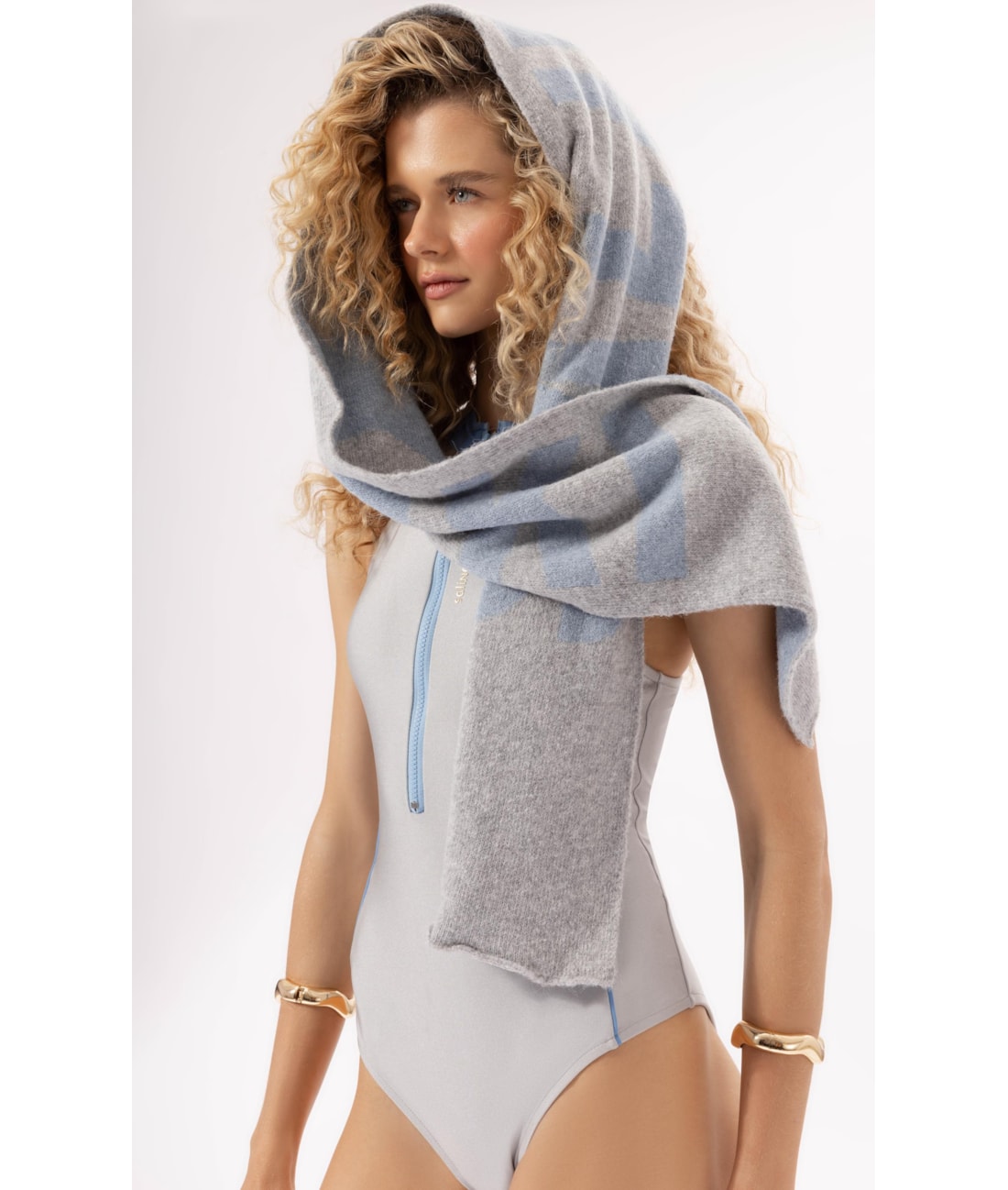 Cachecol Jacquard Aspen Cinza Claro