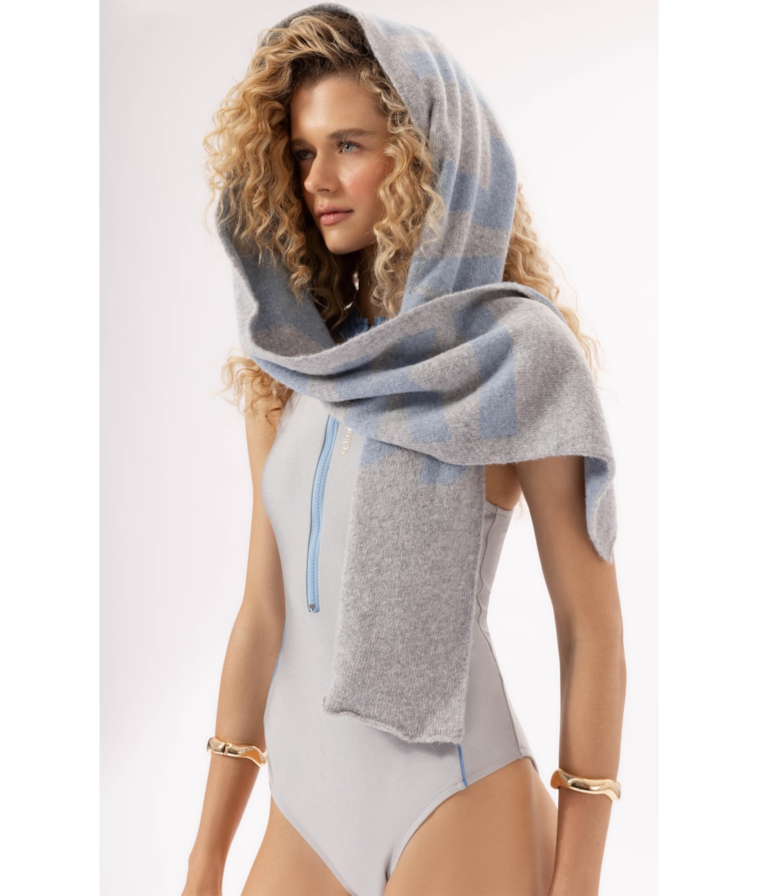 Cachecol Jacquard Aspen Cinza Claro