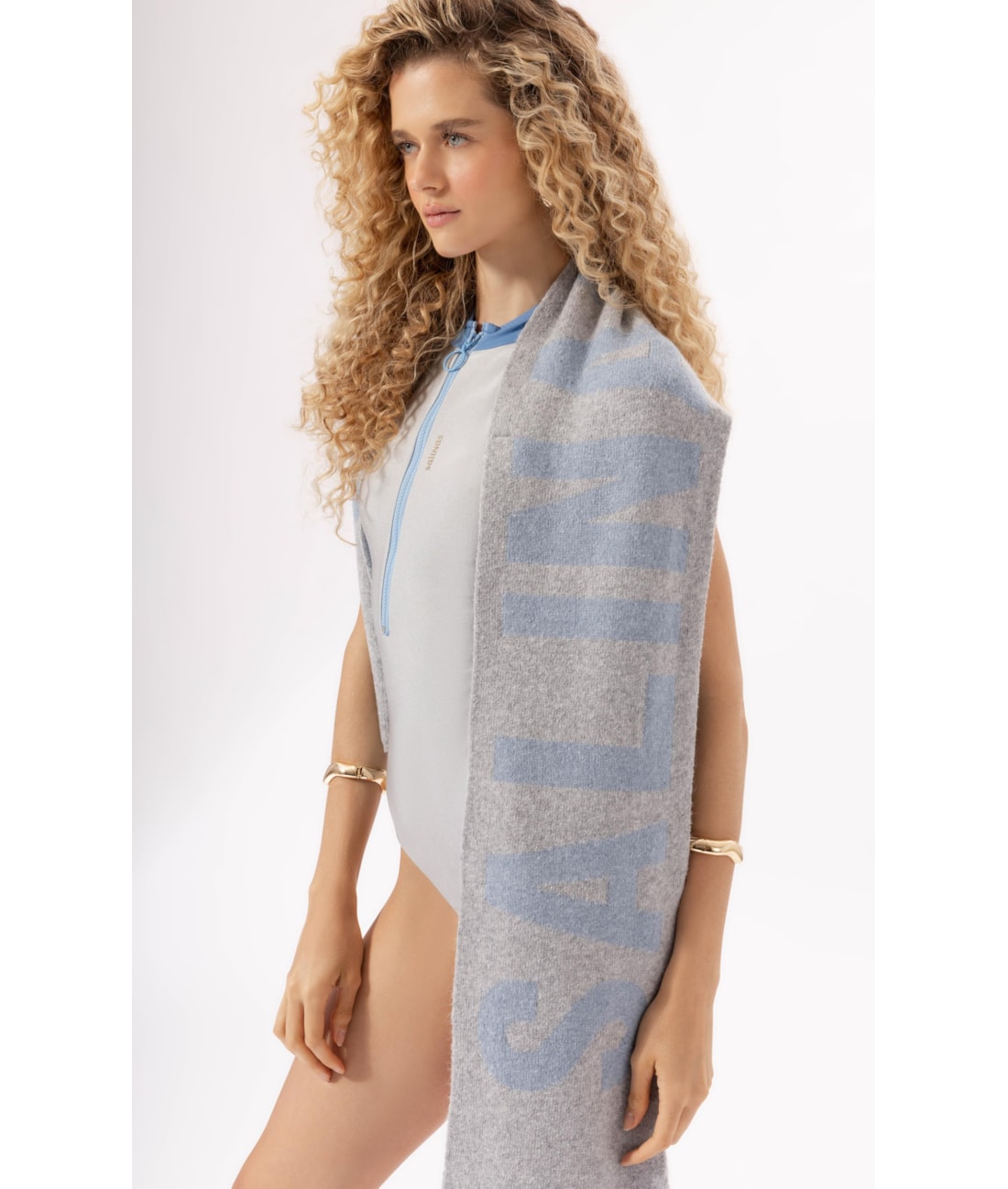 Cachecol Jacquard Aspen Cinza Claro