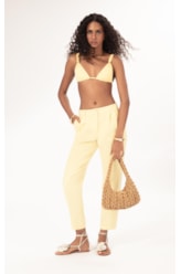 Calça Cenoura Linho Blend Amarelo Manteiga