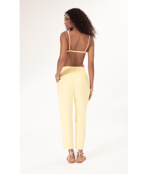Calça Cenoura Linho Blend Amarelo Manteiga