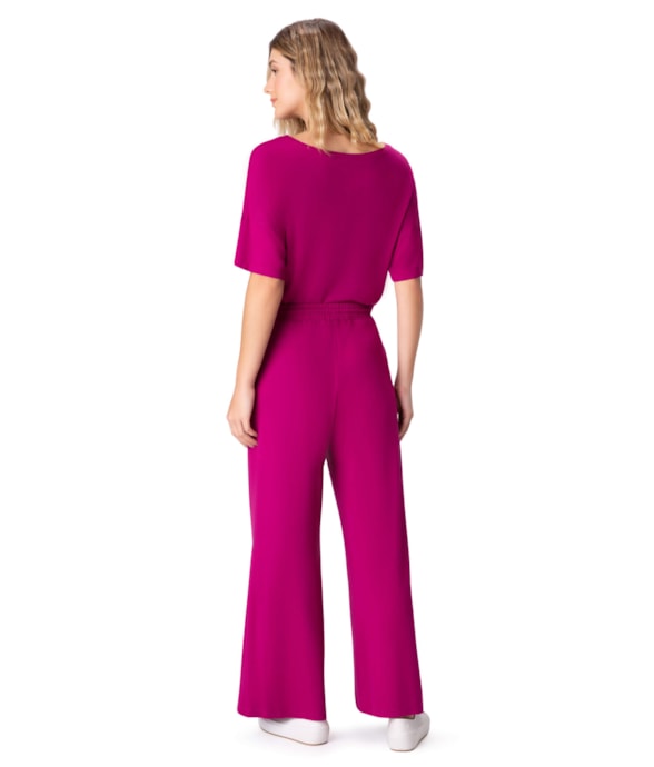 Calça Holiday Pantalona Moletinho Fucsia