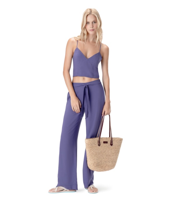 Calça Linen Blend Azul Bic