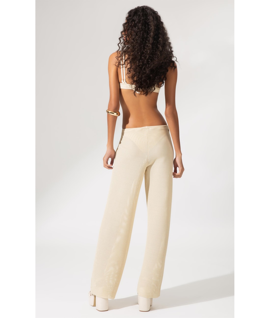 Calça Metallic Plait Natural