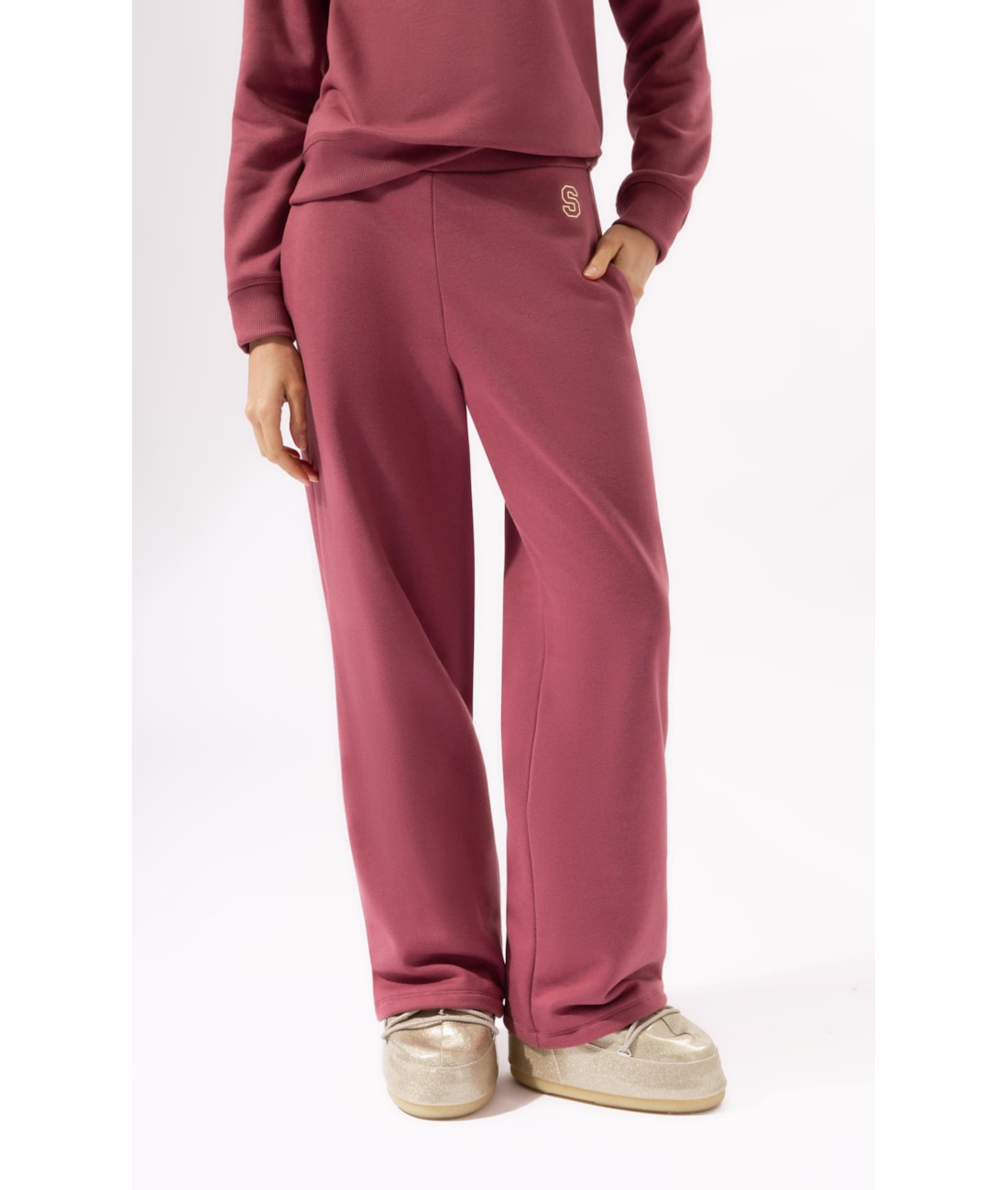 Calça Moletom Ski Rosa Velho