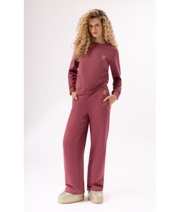 Calça Moletom Ski Rosa Velho