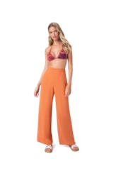 Calça Resort Linho Pantalona Laranja
