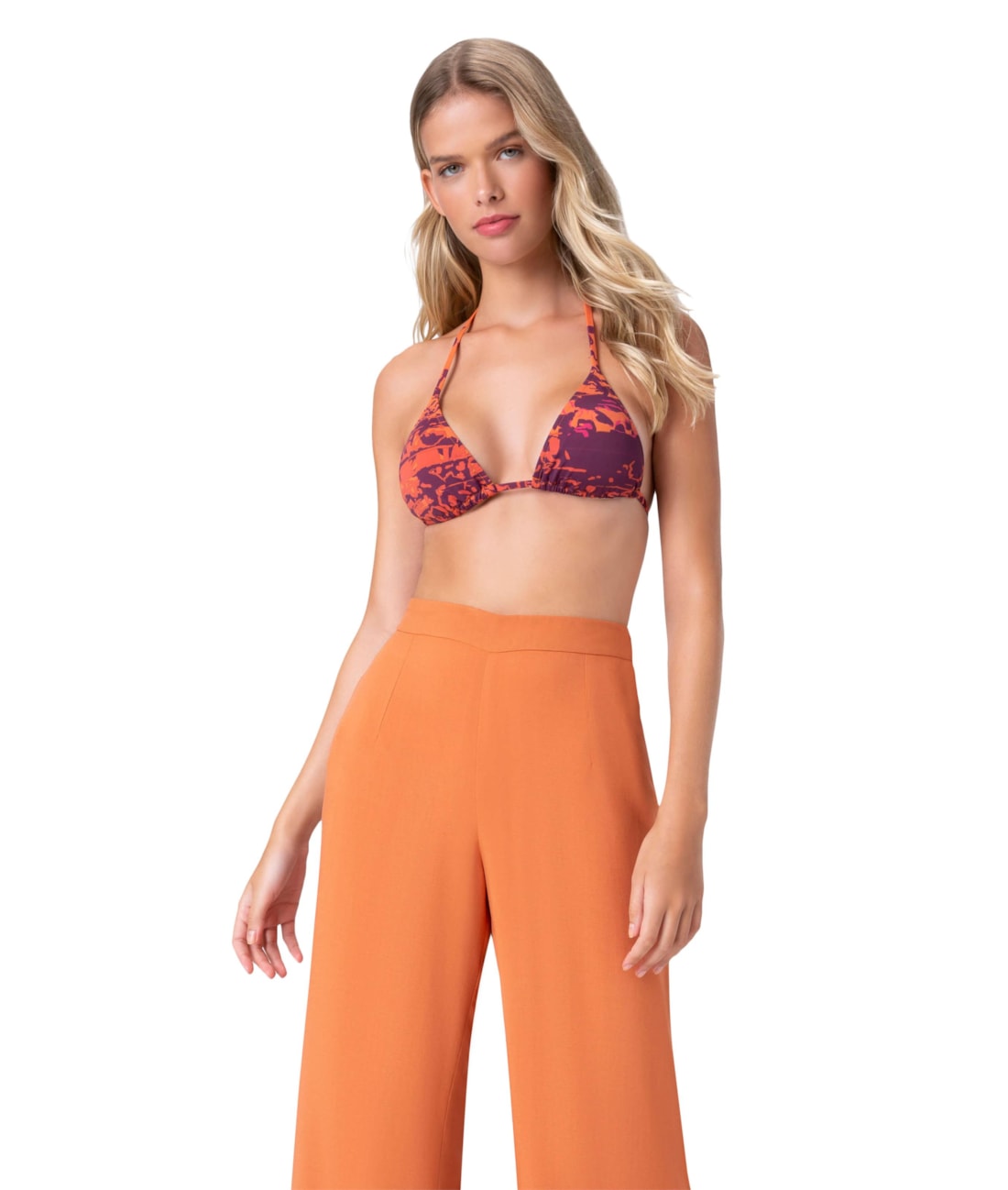 Calça Resort Linho Pantalona Laranja