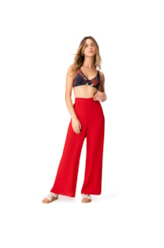 Calça Resort Linho Pantalona Vermelho