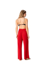 Calça Resort Linho Pantalona Vermelho
