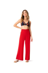 Calça Resort Linho Pantalona Vermelho