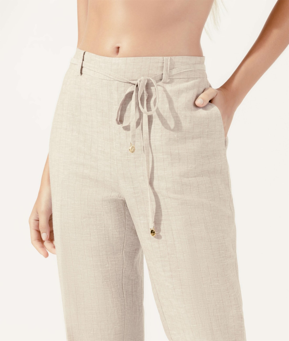 Calça Reta Cotton Linen Natural
