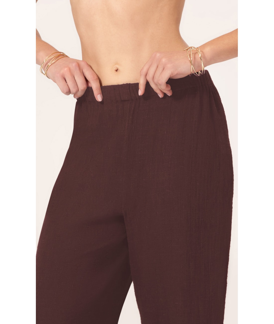 Calça Reta Cotton Plage Marrom