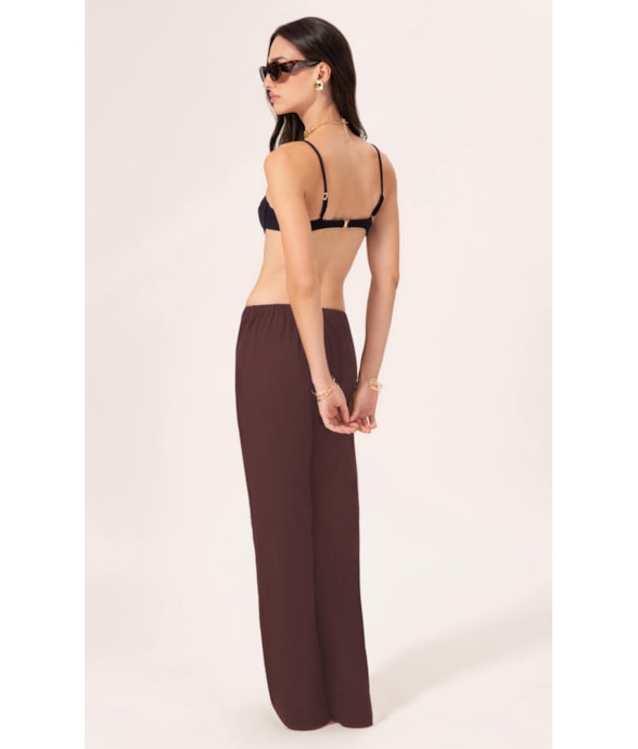 Calça Reta Cotton Plage Marrom