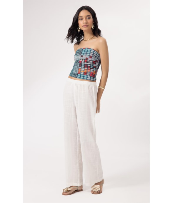 Calça Reta Cotton Plage Off White