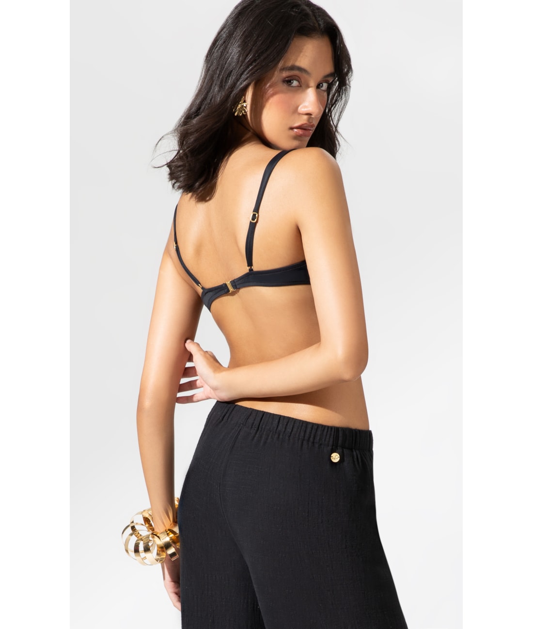 Calça Reta Cotton Plage Preto