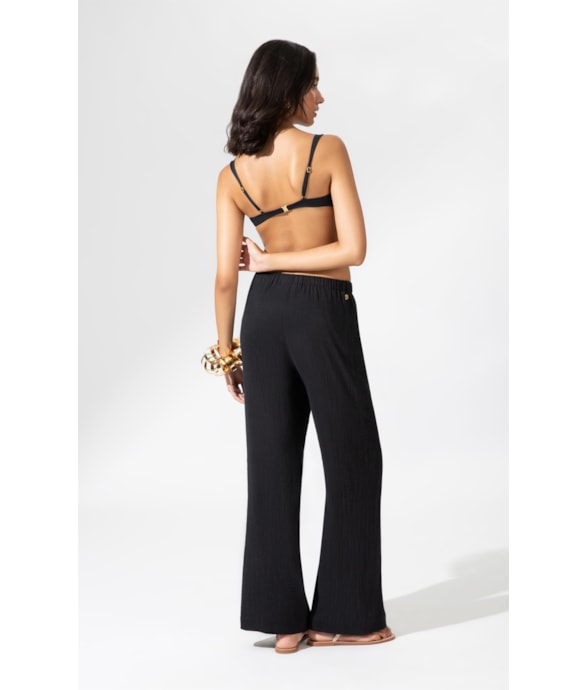 Calça Reta Cotton Plage Preto