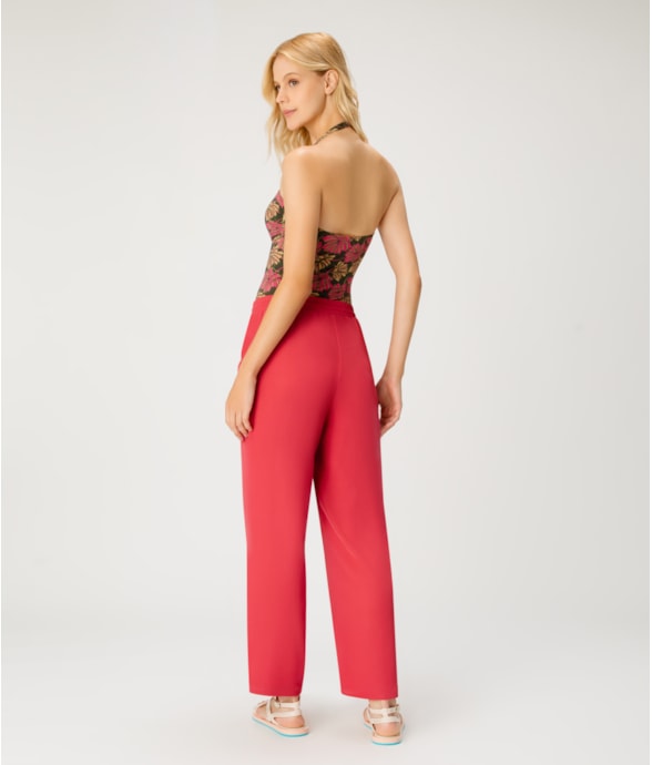 Calça Reta Crepe Rosa Dirty