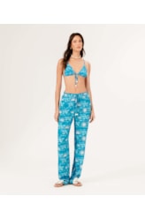 Calça Reta La Mer Azul Claro