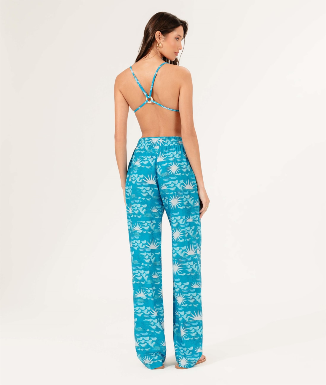 Calça Reta La Mer Azul Claro