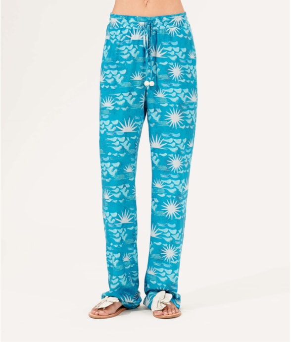 Calça Reta La Mer Azul Claro