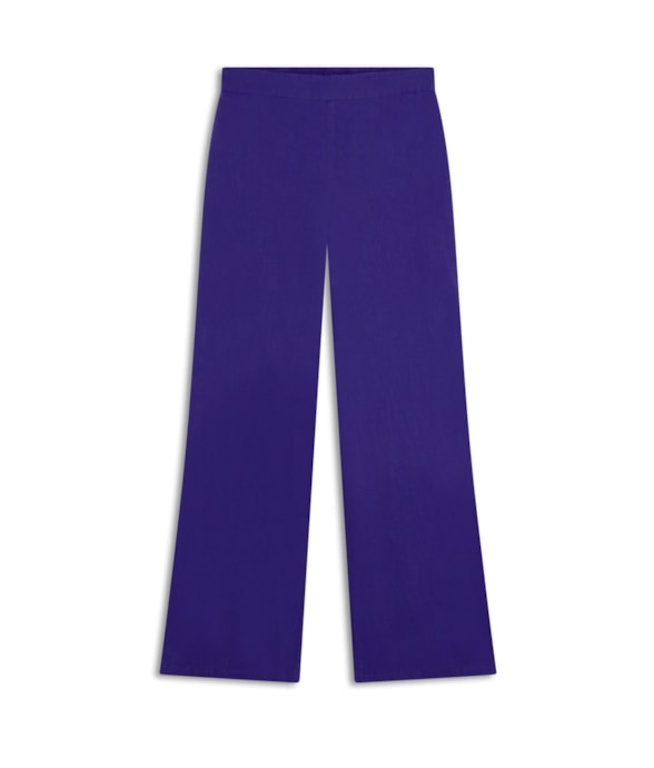 Calça Reta Linen Like Azul Bic