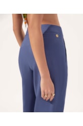 Calça Reta Linho Blend Azul Bic