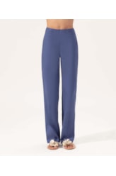 Calça Reta Linho Blend Azul Bic