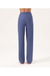 Calça Reta Linho Blend Azul Bic