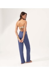 Calça Reta Linho Blend Azul Bic