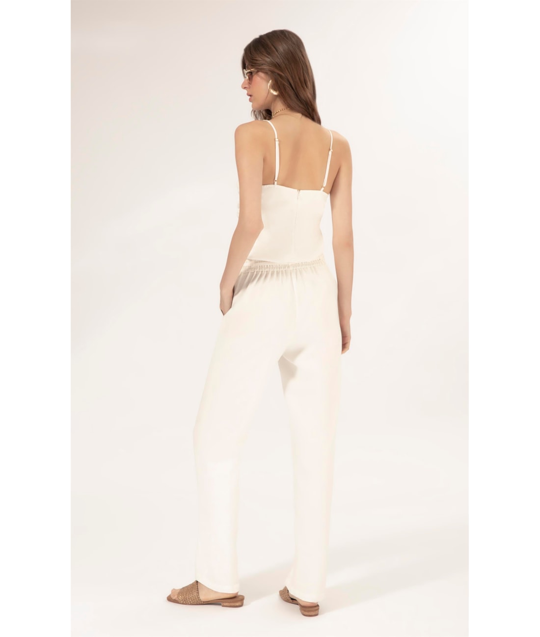 Calça Reta Linho Blend Off White