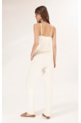 Calça Reta Linho Blend Off White