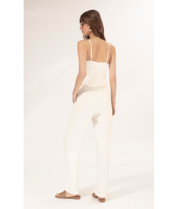 Calça Reta Linho Blend Off White