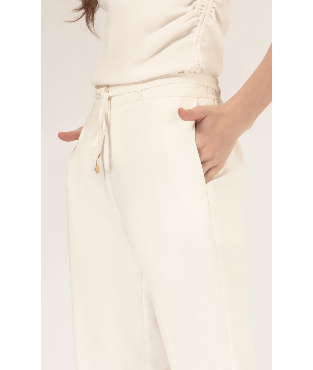 Calça Reta Linho Blend Off White