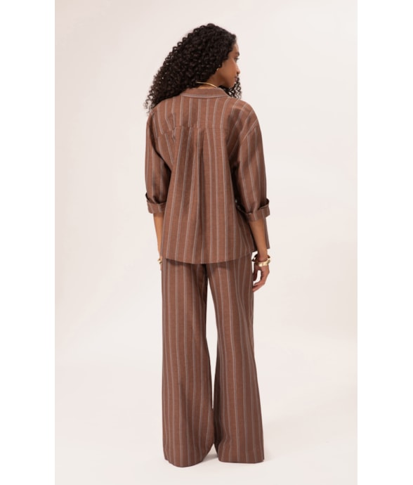 Calça Reta Linho Marais Marrom