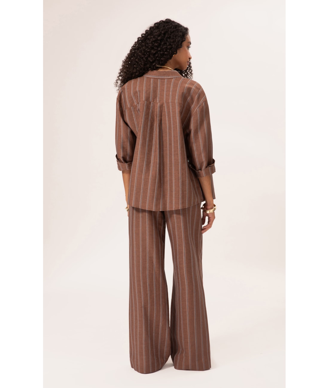 Calça Reta Linho Marais Marrom
