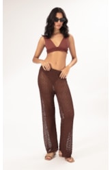 Calça Reta Tricot Nice Marrom