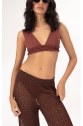 Calça Reta Tricot Nice Marrom