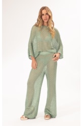Calça Reta Tricot Nice Verde Maca