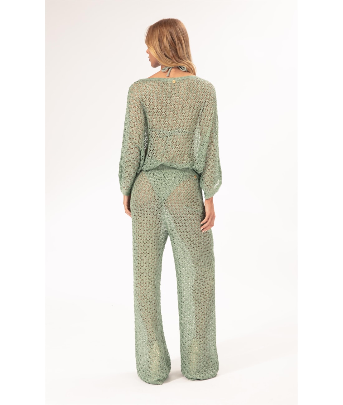 Calça Reta Tricot Nice Verde Maca
