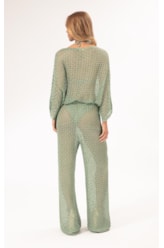 Calça Reta Tricot Nice Verde Maca