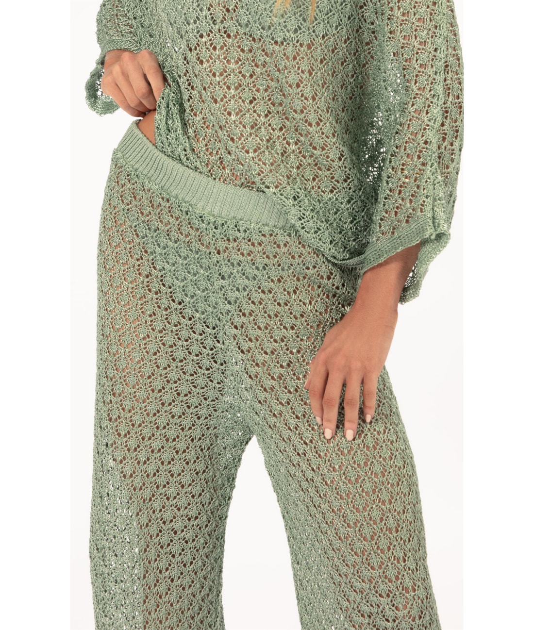 Calça Reta Tricot Nice Verde Maca