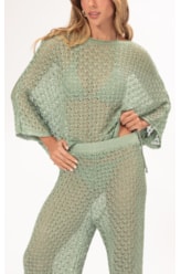 Calça Reta Tricot Nice Verde Maca