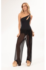 Calça Reta Tule Liso Preto